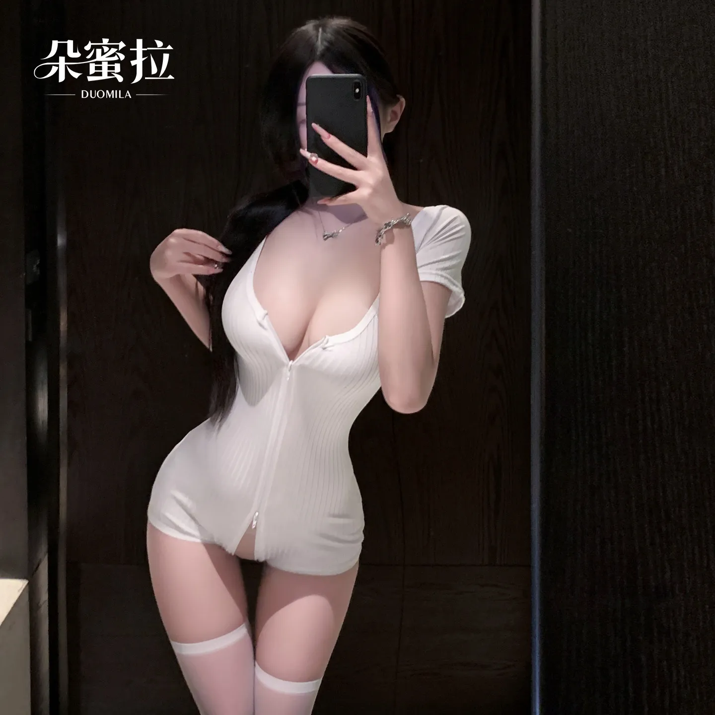 6990潮尚夜总会夫妻舒适性感紧身高弹纯色纯欲诱惑开连体衣短裤女