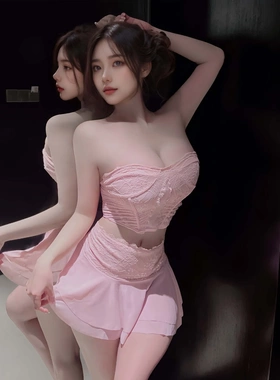 7932潮尚夜总会新款女装性感裹胸纯欲高腰包臀短裙调情内衣套装