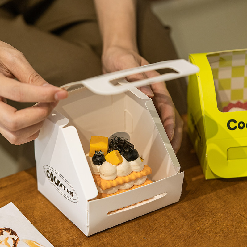 日式透明开窗蛋糕卷毛巾卷虎皮卷包装盒西点法甜切块泡芙打包盒子