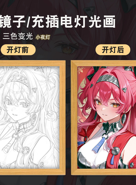 卜灵露帕动漫周边桌面装饰二次元镜子夜灯装饰桌面摆件相框灯光画
