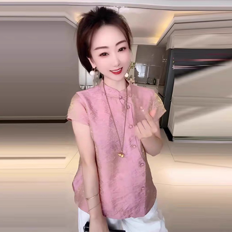 时尚新中式国风衬衫女夏季新款洋气显瘦设计感气质盘扣上衣小衫潮
