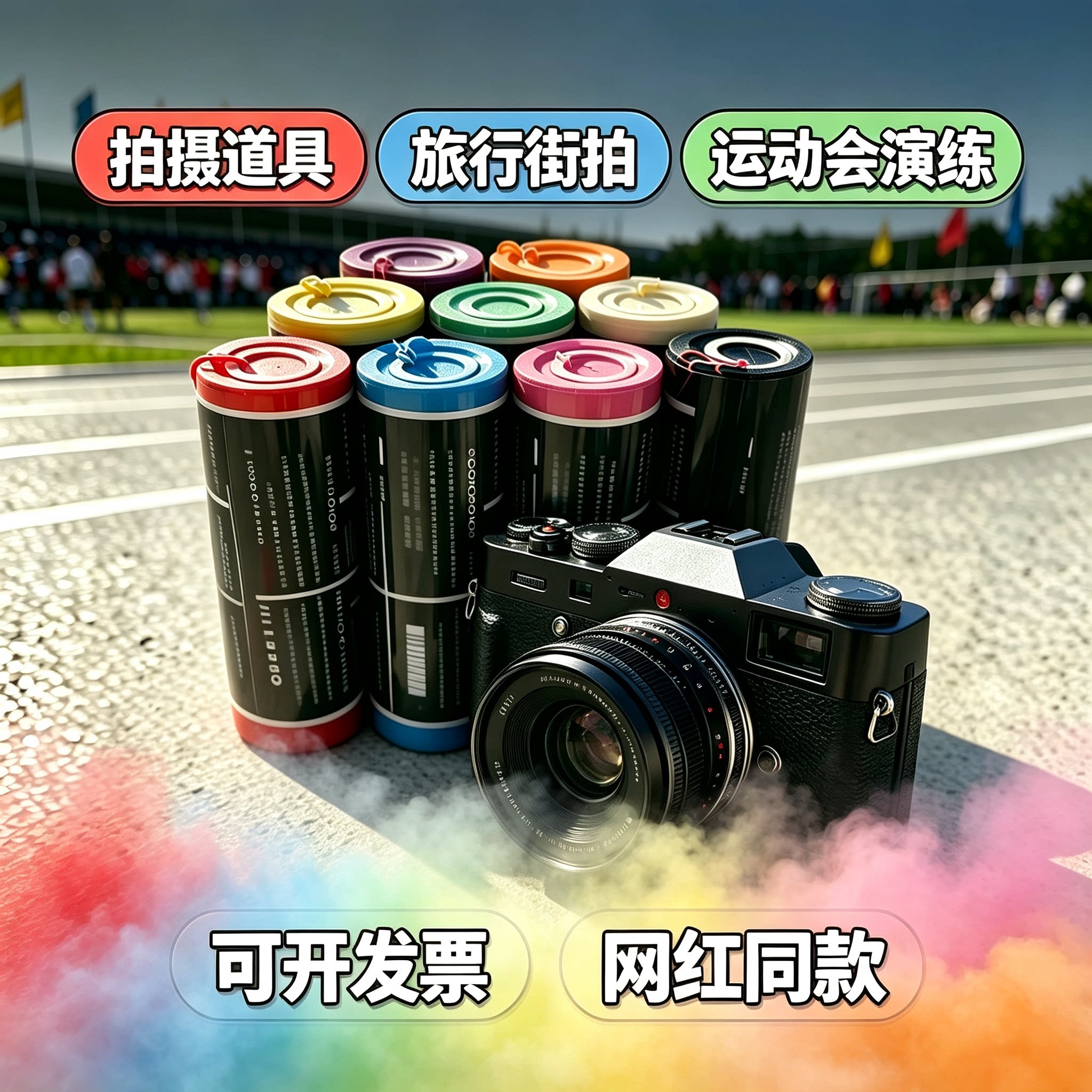 一次性彩色雾棒运动会消防演练可冒烟户外旅行网红拍照摄影手持棒