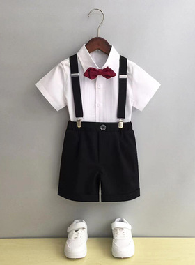 男童礼服夏季儿童小西装套装花童绅士风小主持人背带裤钢琴表演服