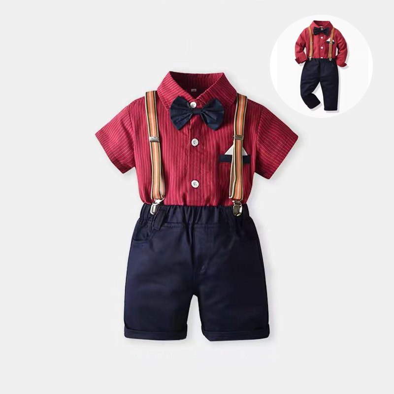 帅气男童背带裤礼服套装