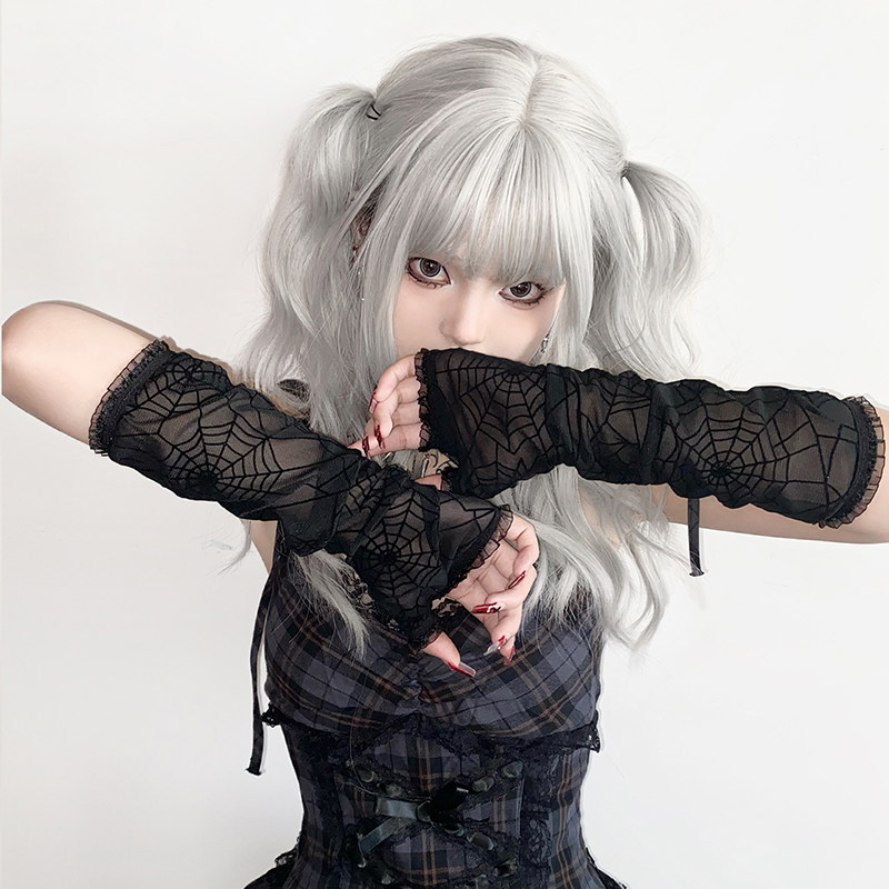 BROKEN BONE GOTHIC HARAJUKU COBWEB SLEEVE DARK SPIDER LACE ELASTIC SKIN-FRIENDLY GLOVES PRIMING AUTUMN THIN