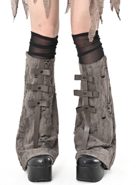 Broken bone原创 亚文化小众设计流浪风氛围感破洞叠穿腿套腿袜