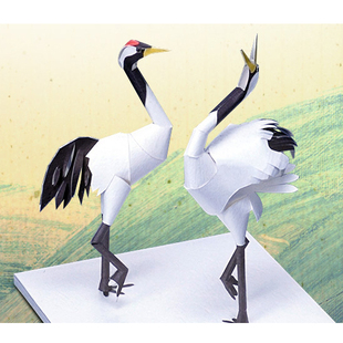 儿童手工折纸DIY拼装益智立体3D纸质模型玩具制作仿真动物丹顶鹤