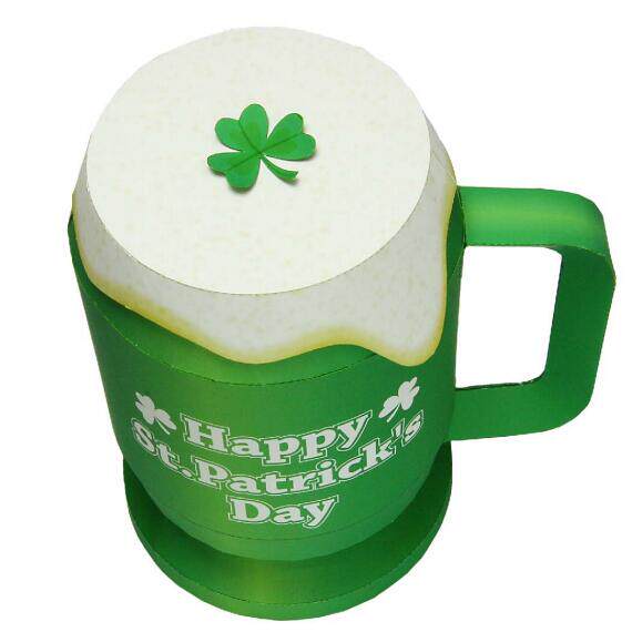 儿童手工折纸diy拼装立体3d纸质模型爱尔兰节日圣帕德里克节酒杯