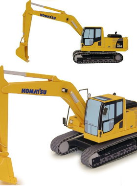 施工挖掘机建筑工程车3D纸模型