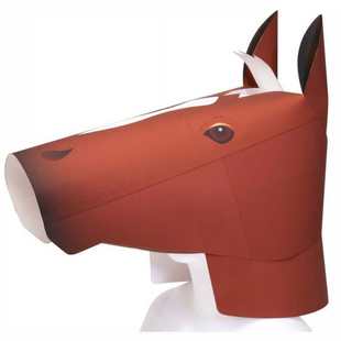 儿童手工折纸DIY拼装益智立体3D纸质模型动物马面具头套头饰制作