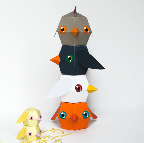 儿童手工折纸diy拼装立体3d纸质模型卡通动物小鸡手工制作玩具