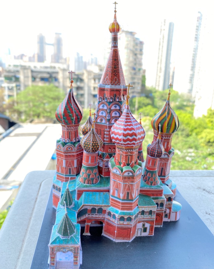 儿童手工折纸diy立体3d纸质模型俄罗斯莫斯科圣巴西尔大教堂建筑