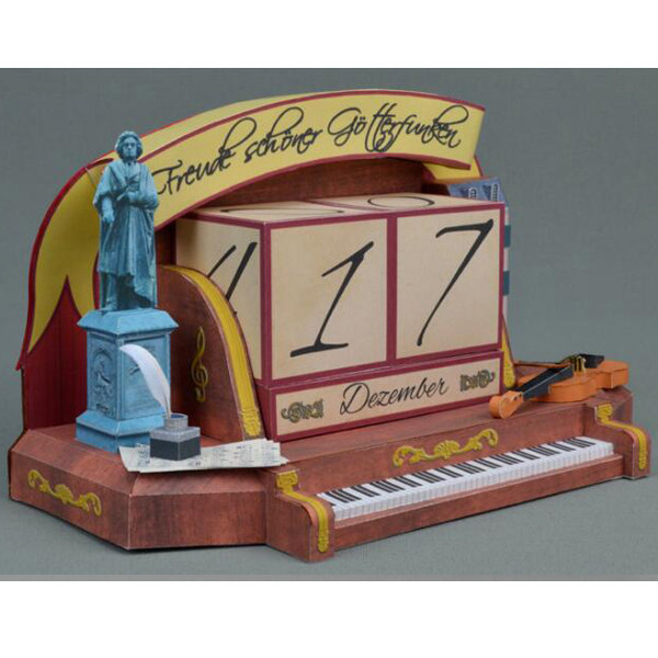 儿童手工折纸diy拼装立体贝多芬钢琴摆件台历日历3d纸质模型制作