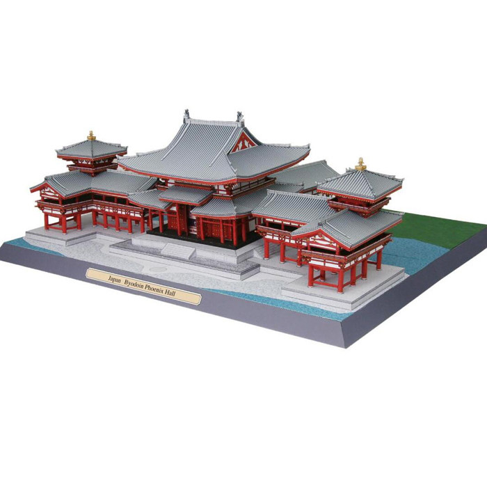 儿童手工折纸diy拼装立体3d纸质模型古代建筑凤凰堂平等院制作