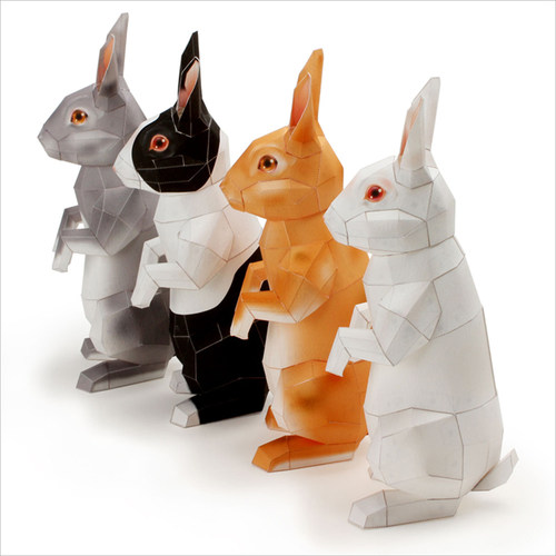 仿真小动物新年兔子纸偶3D纸模型