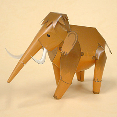 儿童手工折纸diy拼装立体3d纸质模型制作玩具史前猛犸象卡通大象