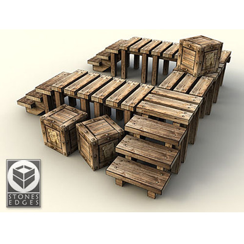 纸模型木桥场景建筑仿真船坞码头