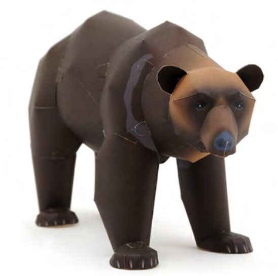 儿童手工折纸diy拼装益智立体3d纸质模型灰熊棕熊大狗熊动物制作