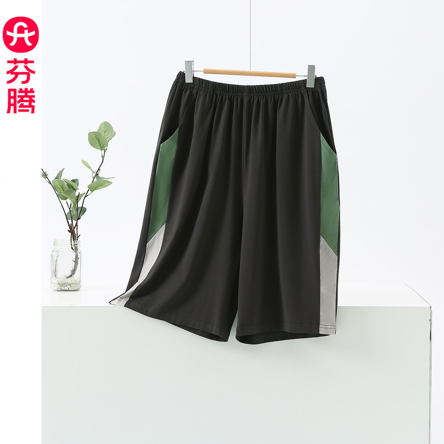 芬腾2026新款春夏季纯棉五分裤男薄款宽松大码家居裤单裤休闲短裤