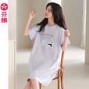 睡衣2025新款 韩版 芬腾纯棉睡裙女短袖 夏季 连衣裙子 短款 加肥加大码