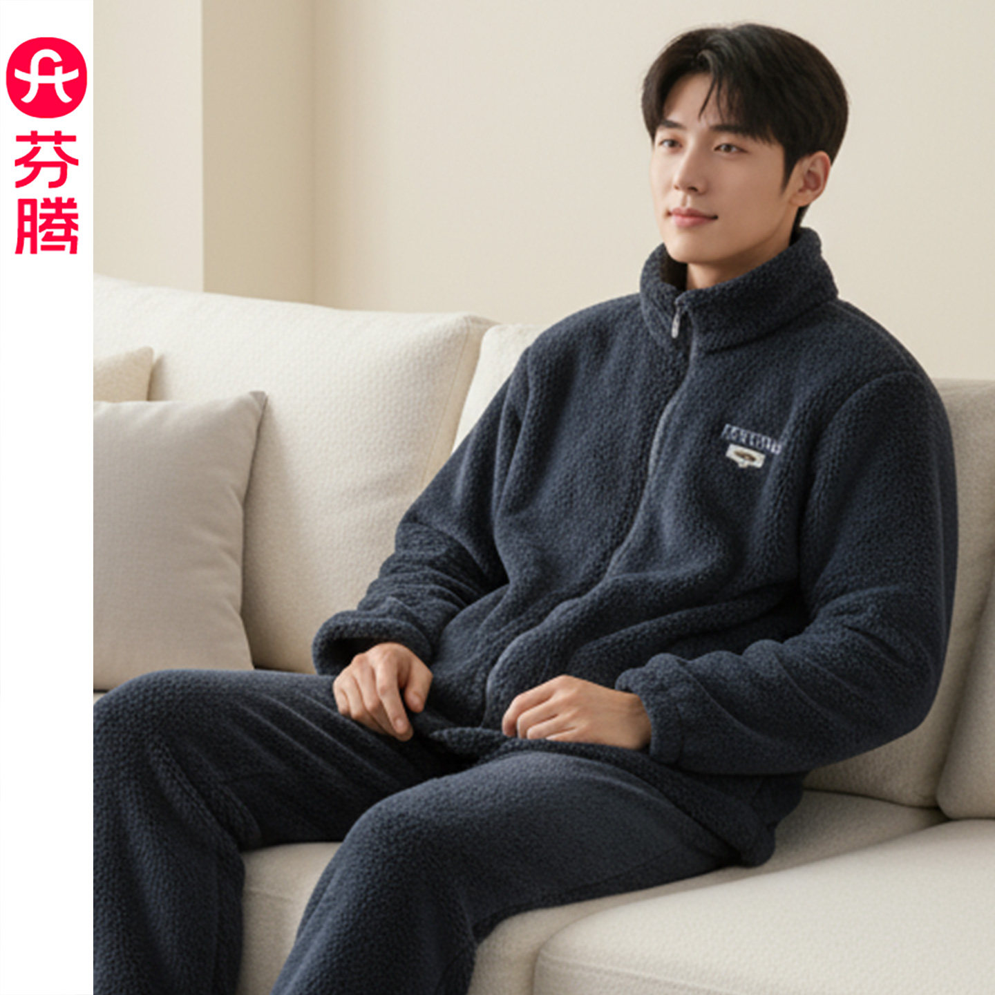 芬腾男冬季加厚保暖睡衣套装图片