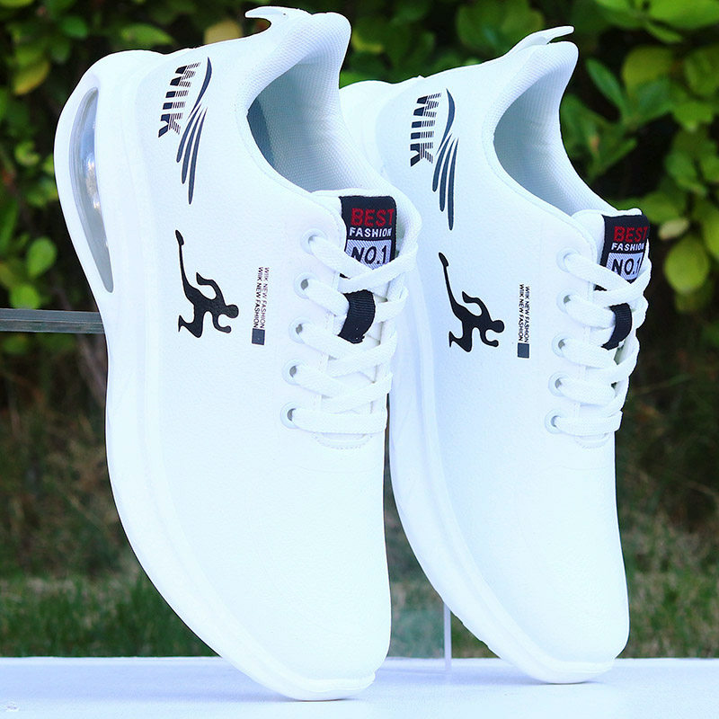 跑步鞋男款超轻减震气垫运动鞋皮面防水潮鞋子耐磨防臭休闲体育鞋