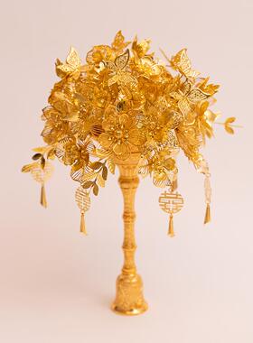 金色手捧花diy材料包成品新娘结婚婚礼秀禾服婚纱花束新婚礼物