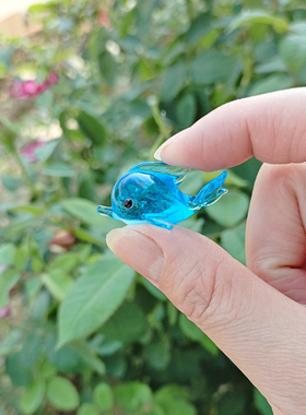 创意手工琉璃玻璃海豚摆件 海洋生物小动物DIY微景观装饰造景摆设