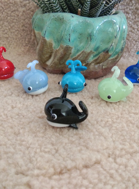 创意玻璃动物鲸鱼摆件手工艺盆栽