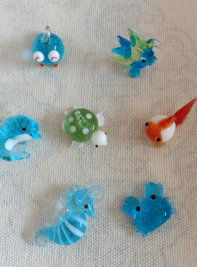 清仓小海豚玻璃工艺品乌龟海马海洋动物装饰桌面金鱼缸微景观摆件