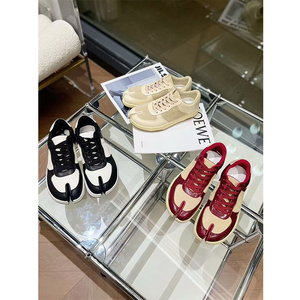 【欧货】真皮德训鞋女2026春季新款复古拼色分趾平底运动休闲板鞋