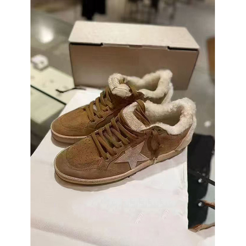 真皮星星加绒运动休闲平底德训鞋