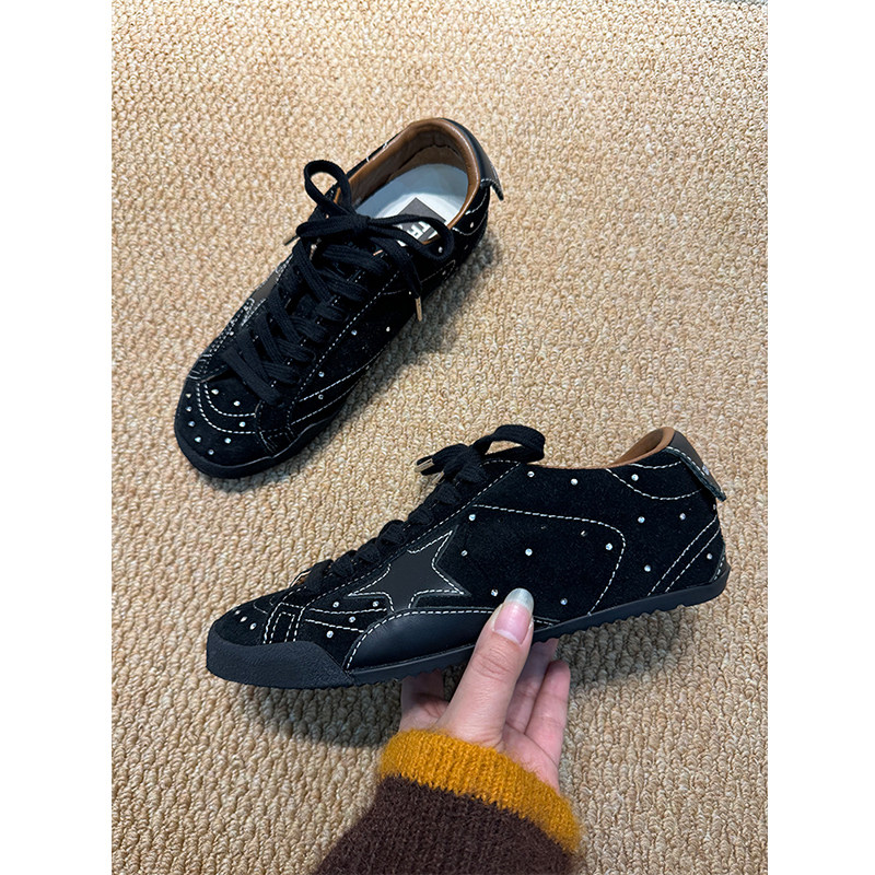 【欧货】真皮德训鞋女2026黑武士平底星星做旧水钻运动休闲小脏鞋,女鞋,德训鞋,淘宝优惠券,粉丝福利购,淘宝优惠卷