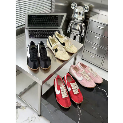 复古阿甘鞋拼色系带真皮德训鞋女