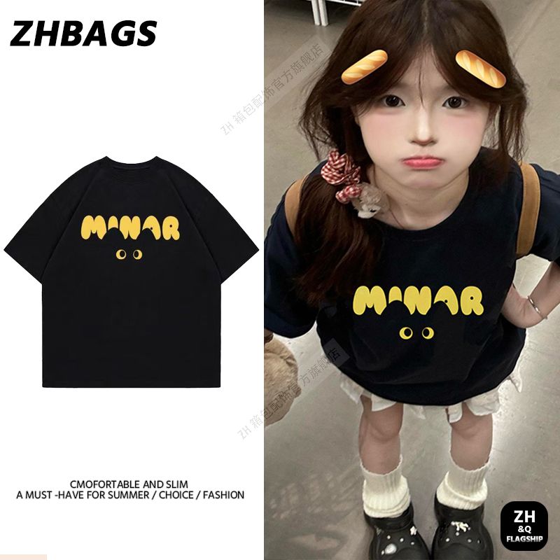 美式高街正肩纯棉短袖t恤女2025新款夏季潮牌设计感小众黑色上衣