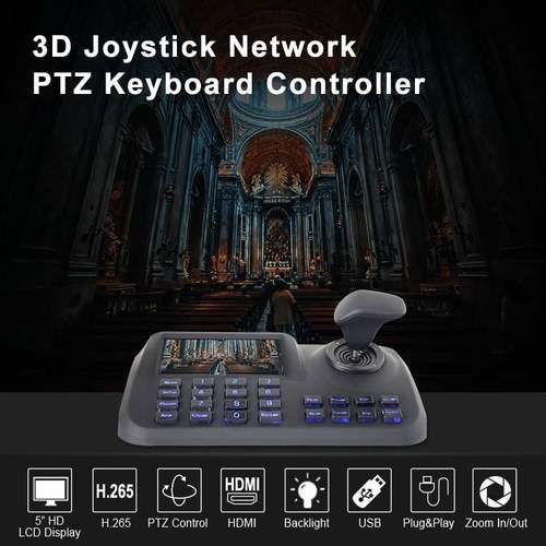 云台球机控制键盘ONVIF协议网络模拟键盘安防监控5寸显示器