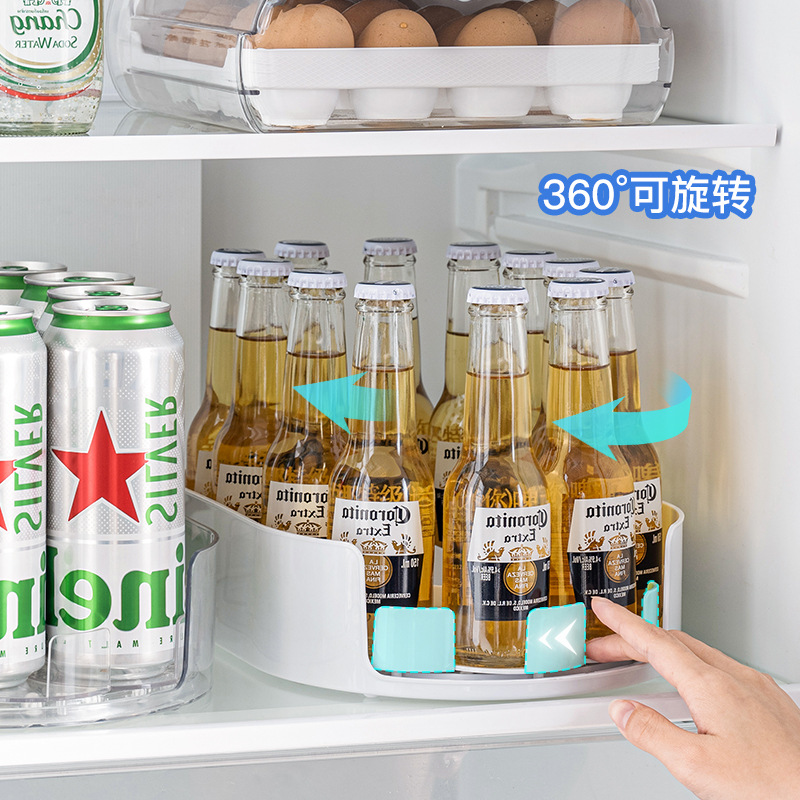 冰箱饮料收纳整理转盘可旋转置物架厨房盐酱醋调料品旋转托盘收纳