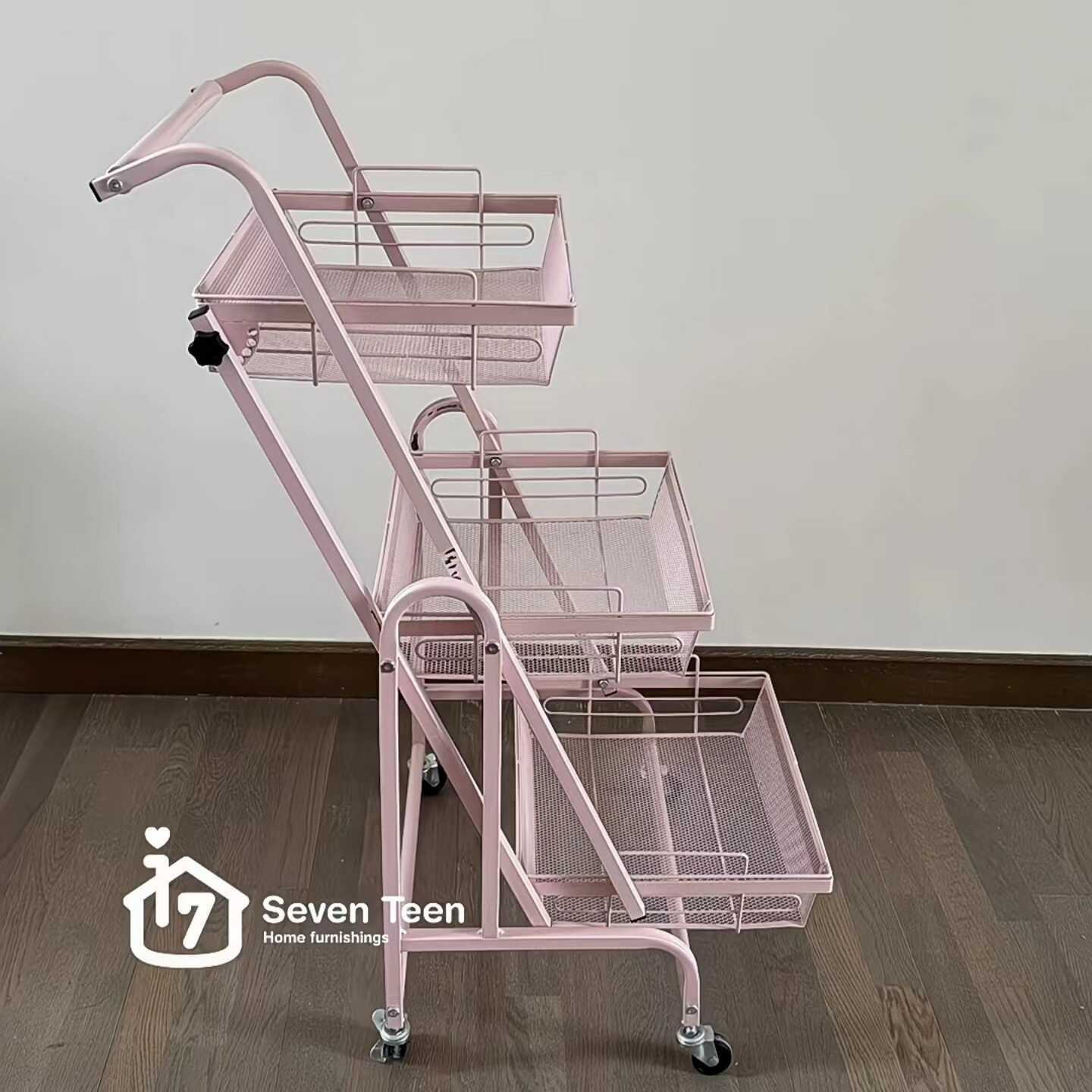 平行置物架阳台移动小推车可折叠落地多层零食多肉花架客厅收纳架