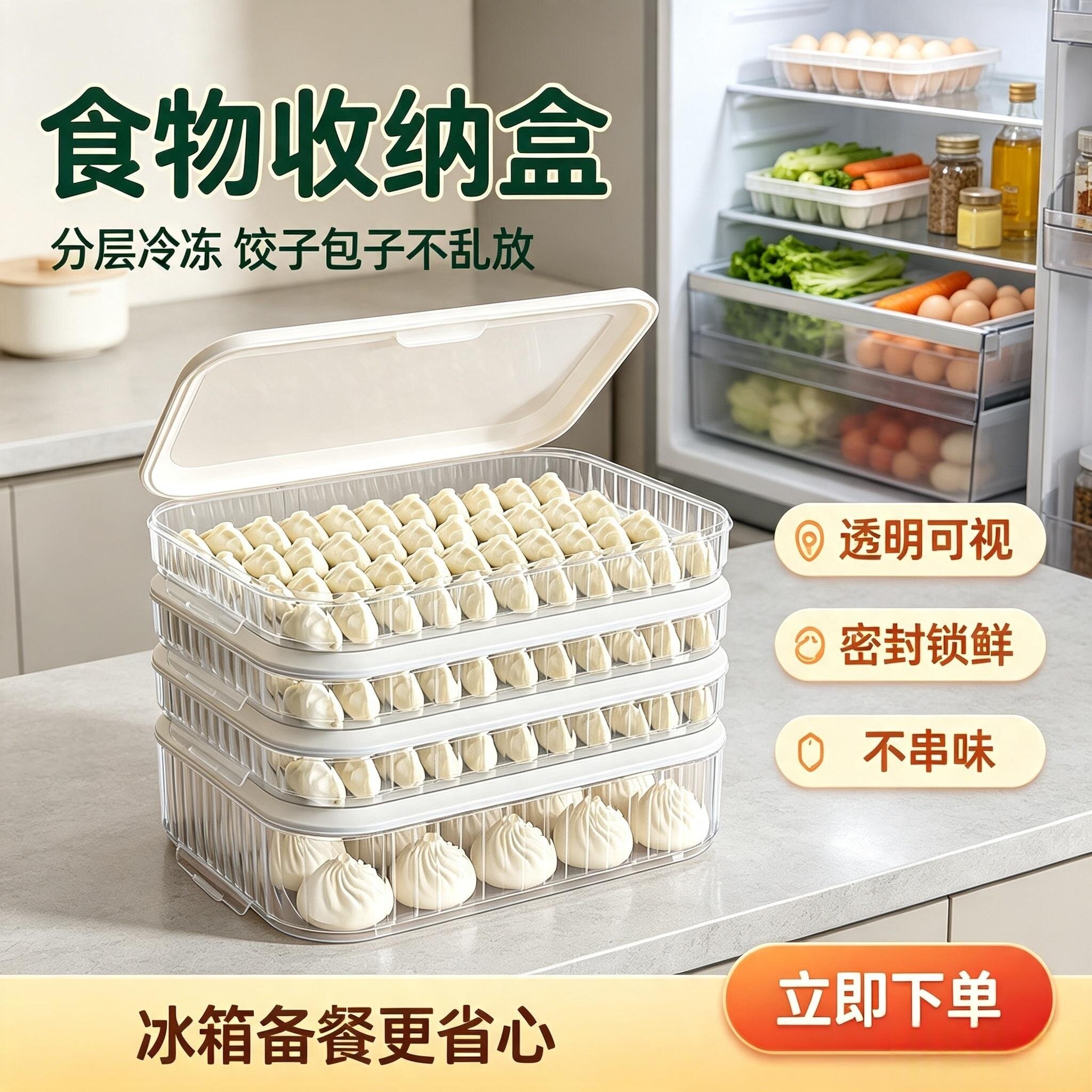 饺子盒家用食品级冷冻专用密封速冻保鲜分类放水饺包子冰箱收纳盒