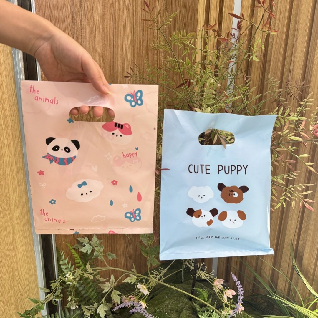 熊猫平口小饰品打包袋礼品化妆品耳环耳钉发夹发箍网红塑料手提袋