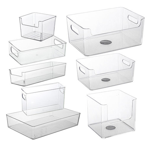 桌面收纳盒透明亚克力盒可叠加厨房零食收纳筐化妆品面膜整理盒箱