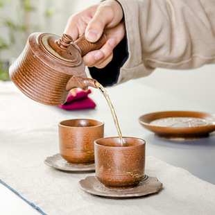 家用简约现代客厅办公室整套黑紫砂陶瓷茶壶茶碗功夫茶具 茶杯套装