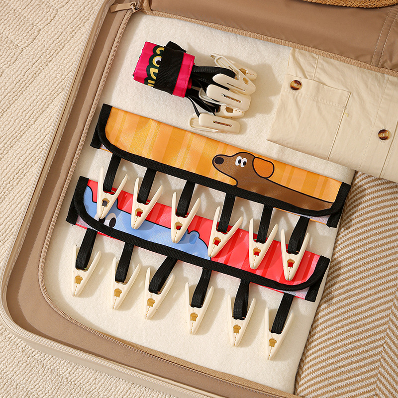 卡通旅行折叠衣架便携式酒店出差内衣内裤袜子晾衣架迷你挂钩夹子