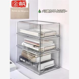 收纳盒抽屉式透明桌面整理神器文具储物小抽拉亚克力子多层窄长型