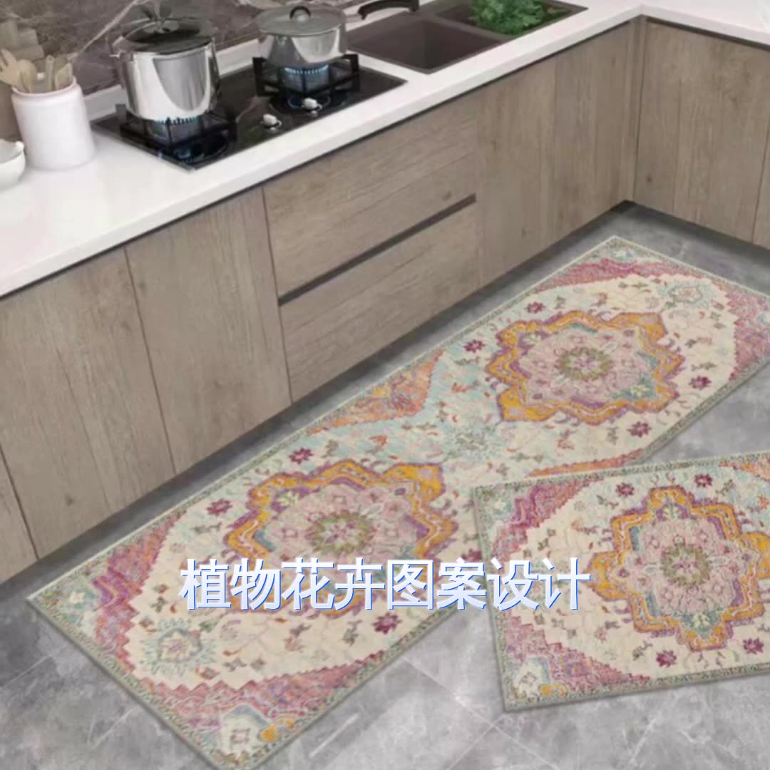 厨房地垫防滑防油吸水垫门口耐防水家脏脚垫用进门垫子水晶绒新款