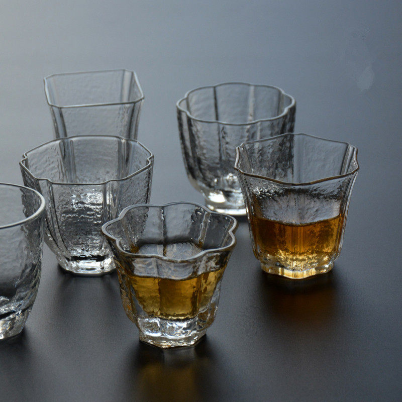 梅花玻璃公道杯 花口分茶杯透明耐热手持茶海茶具分汤匀杯