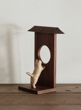 新中式原创纯手工摆件木猫