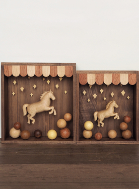 〈马上快乐〉原创纯手工雕刻木马乐园马戏团旋转木马家居摆件泽无