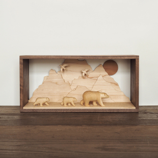 〈自然而然 小小美好〉原创手工雕刻北极熊动物家居摆件泽无木作