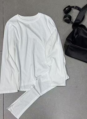 【小惜亦】秋冬款个性百搭不规则拼接设计感长袖T恤951612